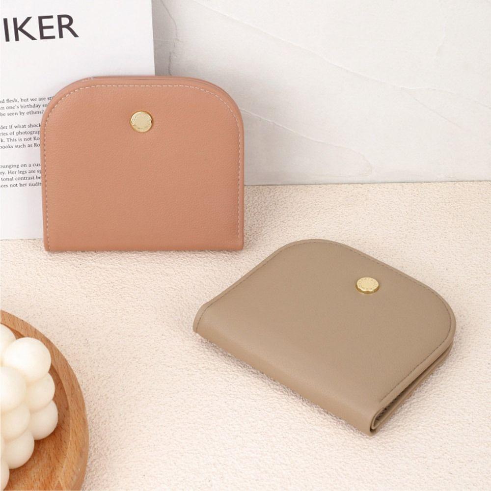Solid Color Lady Wallet Half Round Pu Leather Purse Fashion Women's Wallet Card Bag