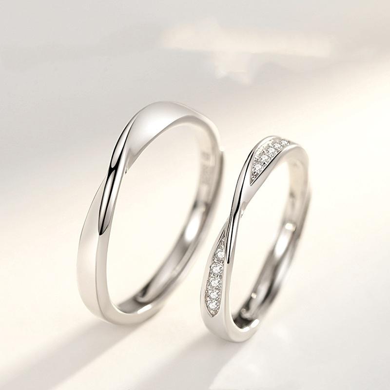 New Fashion Mobius Smooth Couple Rings Classic Silver Color Adjustable Ring For Men Women Wedding Jewelry Valentine's Gift