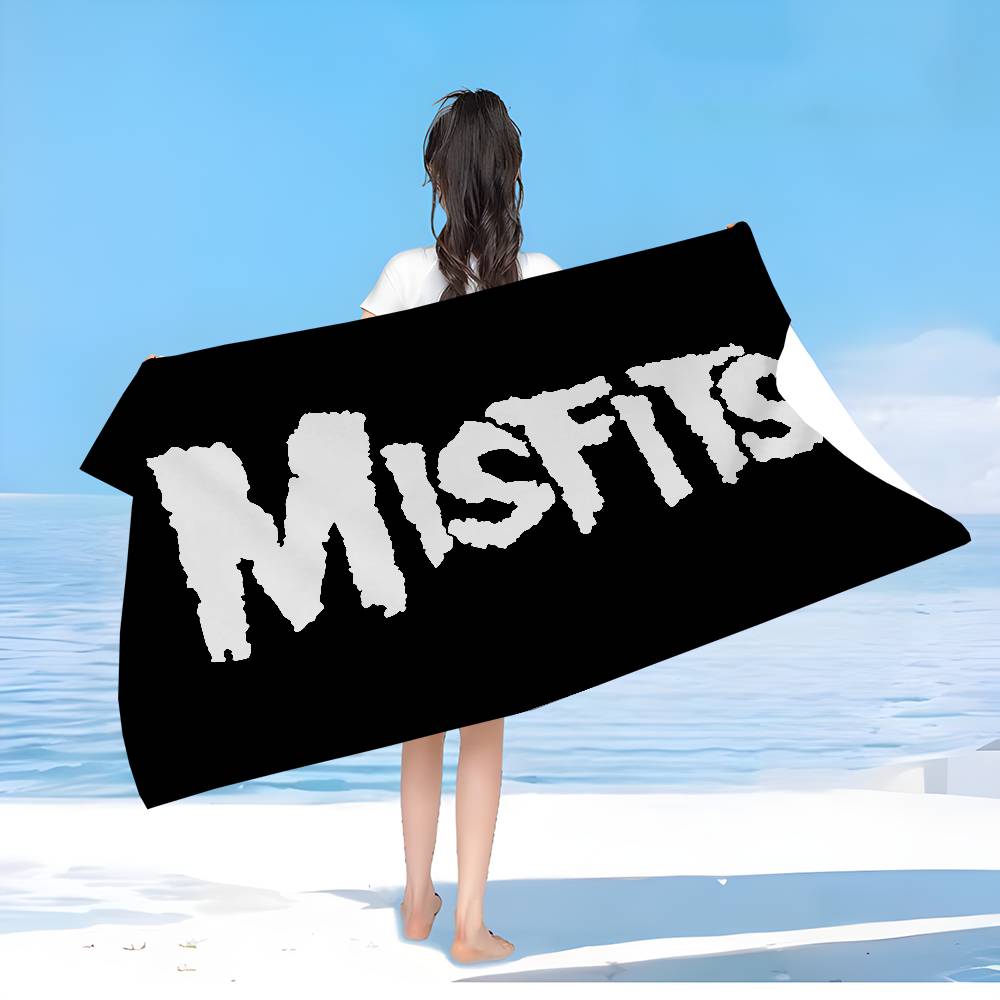 Classic Punk Band The M-Misfits Beach Towel Colorful Bath Towels for Girl Microfiber Quick Dry Custom Sand Free Beach Gym Pool