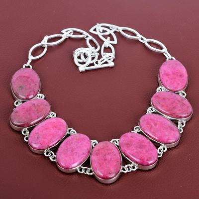 Rhodonite Necklace 925 Sterling Silver Necklace Adjustable Chain Necklace Elegant Jewelry Gemstone Necklace Gifts for Women Handmade Jewelry
