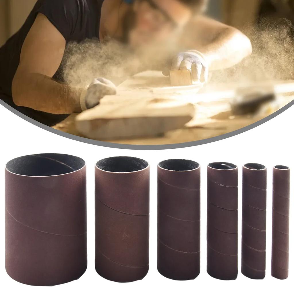 6Pcs Sandpaper 4.5'' Sanding Drum Sleeves Kit Sanding Paper Polishing Wheel 240 Grit 1/2''- 3'' For Plastic Wood Jade Polishing