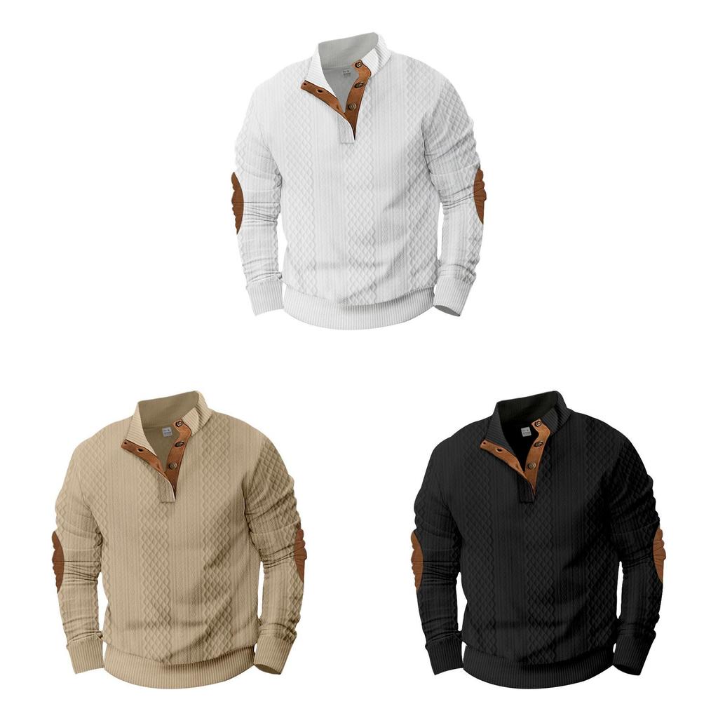 Lässiger Herren-Sweatshirt mit Strickjacquard-Stoff für Herbst-Winter-Mode