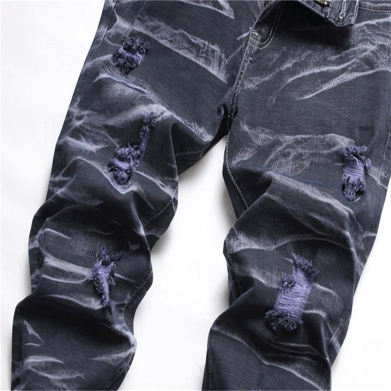 2024 Nowe męskie jeansy Cross-Border Plus Size z prostymi nogawkami i elastyczną osobowością Tie Dye Ripped Denim Pants Jeans