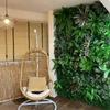 1-Pack Artificial Green Plant Wall Panel with Monstera & Palm Leaves - Wooden Fence Design for Indoor/Outdoor Privacy, Home Decor, Natural Aesthetic