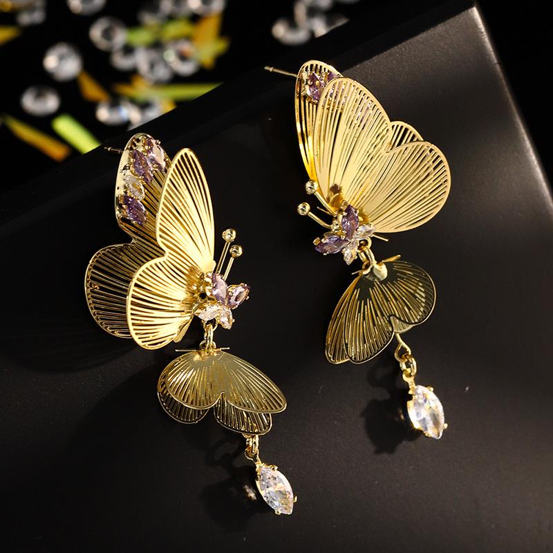 

Високоякісні сережки-китички з метеликами та перлами та цирконами зі стерлінгового срібла для жінок