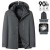 Herren-Daunenjacke mit Kapuze und herausnehmbarem Innenfutter, 3-in-1-Design für mittlere und ältere Menschen.