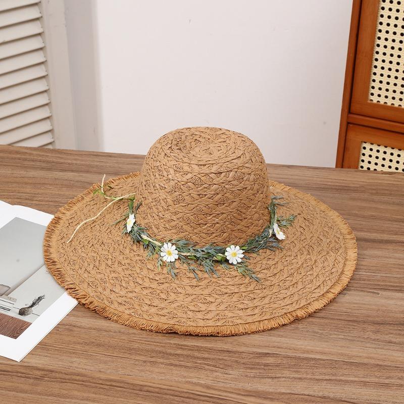 Summer Bow Sun Hat Female, Seaside Beach Vacation Sun Hat Outdoor Big Brim Sun Hat Sweet Straw Hat
