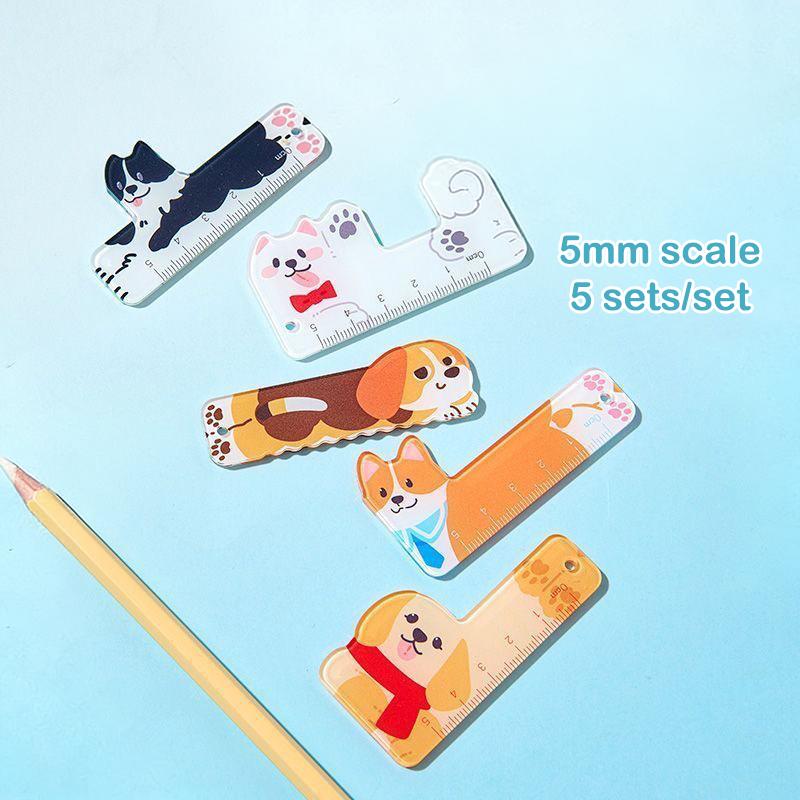 

5Pcs Cute Cartoon Palm Ruler Mini Straight Ruler Student Pocket Stationery Portable Measuring Tool School Office Supplies A5