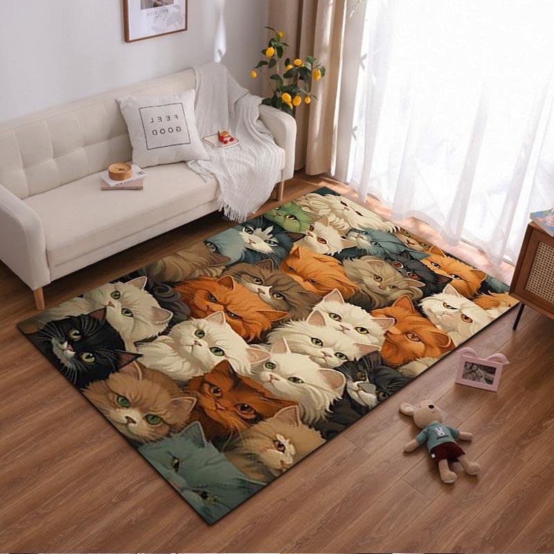 

Colorful Cartoon Cat Faces Pattern Printed Area Rug for Home Decor Suitable for use as an anti-slip for living room bedroom sofas 40x60cm( 15x23in )