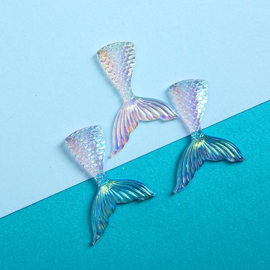 10Pcs Resin Accessories Shiny Lovely Flat Colorful Fish Tail Mini Back Ornament Tail Mermaid Charms Hairbow
