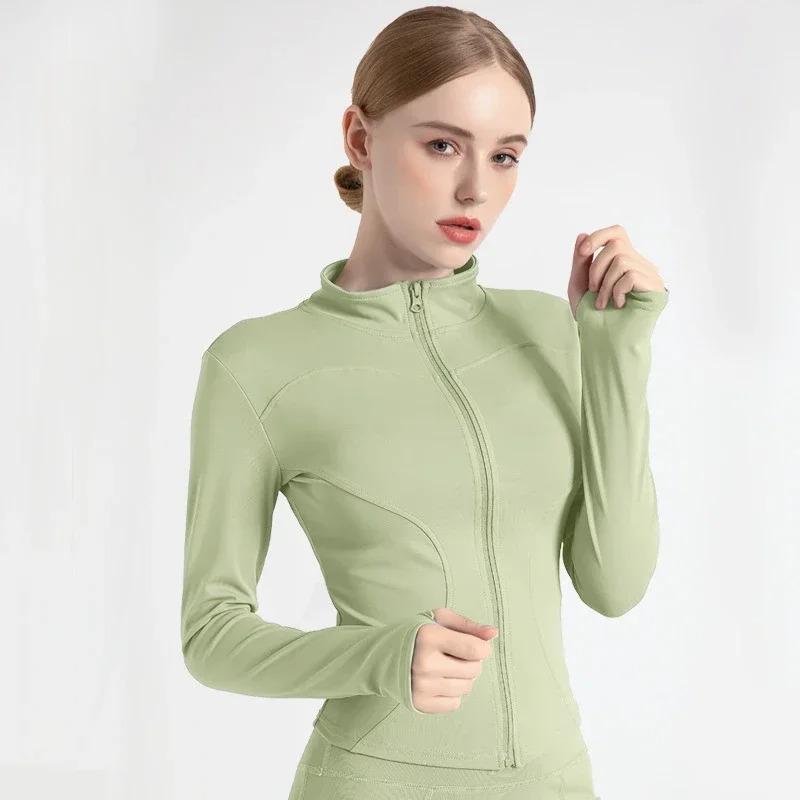 Women's Tracksuit Jacket Slim Fit Long Sleeved Fitness Coat Yoga Tops with Thumb Holes Gym Jacket Workout Sweatshirts