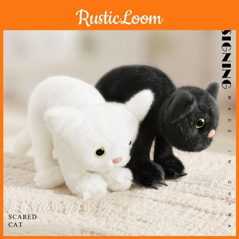 White Black Cat Plush Toy Stuffed Doll Cartoon Room Decoration Cute Kids Gift