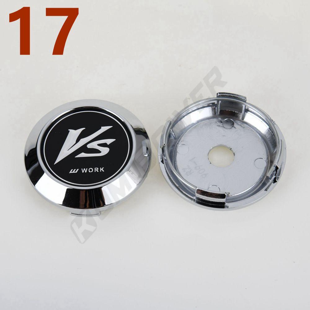 4PCS OD 64MM / ID 60MM Sport Rim Center Wheel Cap WORK EMOTION MEISTER VS Emblem Sticker Wheel Cover Hub Cap Silver & Black
