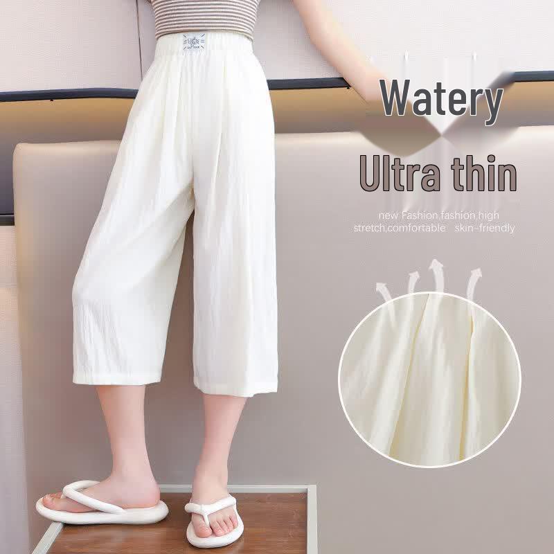 Moonkids Girls  Summer Ice Silk Wide-Leg Capris 150cm