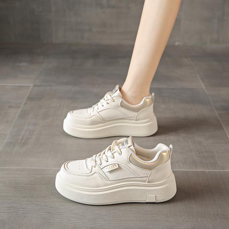 

Маленькие белые туфли 2025 туфли на платформе повседневные одинарные туфли весна и осень новая корейская версия женские толстые студенческие небольшое увеличение роста женские ш 40 бежевый