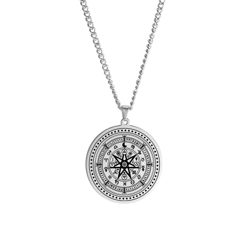 Dawapara Religious Solomon Necklace Magic Square Talisman Pendants Protection Wealth Amulet Stainless Steel Jewelry