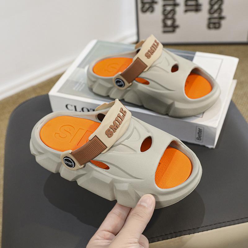 Summer Children's Slippers Boys and Girls Indoor Household One-word Mops Outdoor Wear Dual-purpose Thick-bottomed Non-slip and Wear-resistant Sandals