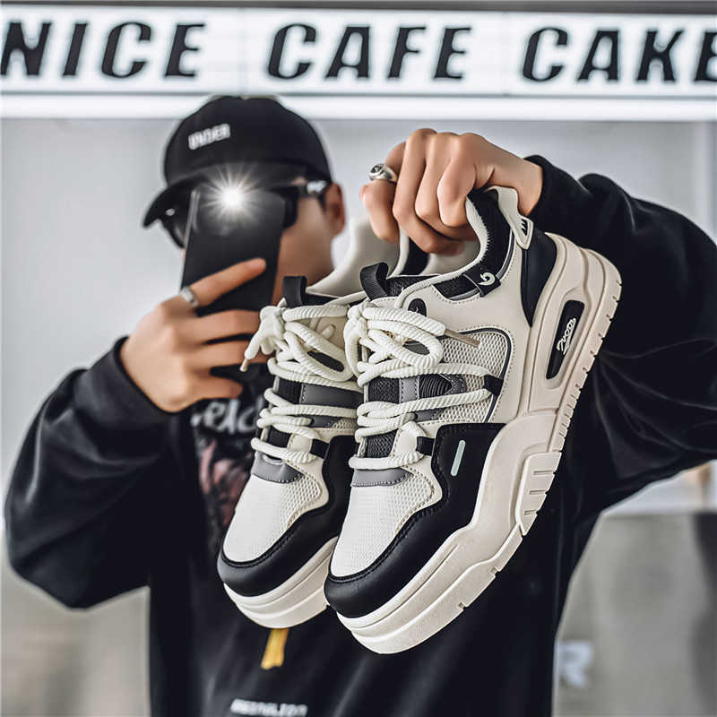 Legitimate Leather Round Foot Men Sneakers Basketball Mens Footwear Shoes For Mens Luxury Sport 2025 Character Tenids