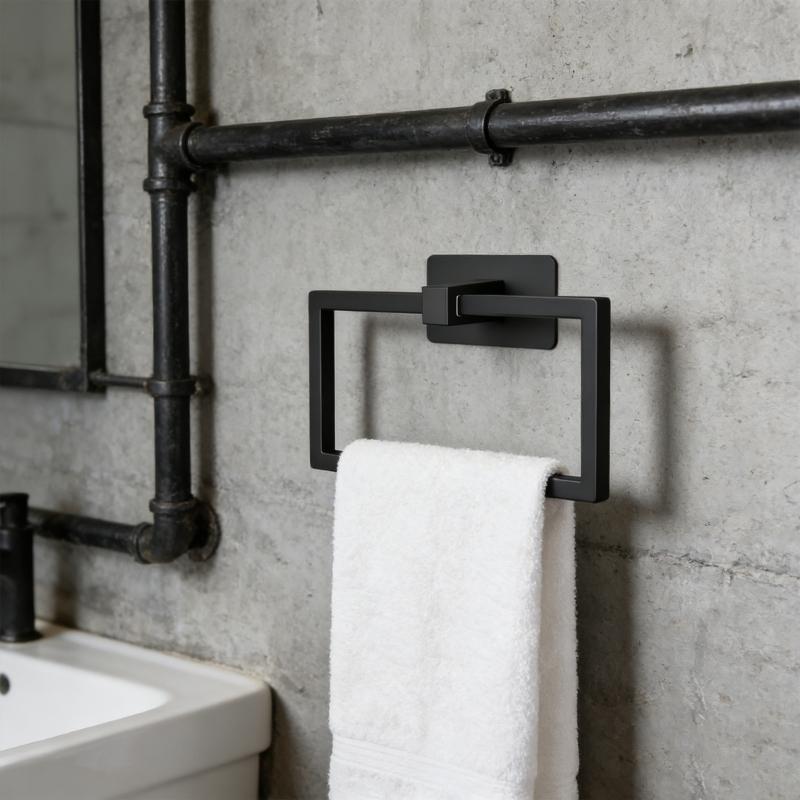 Square Towel Holder Wall Mounted Hand Towel Rings Bathroom Storage Hanging Rack Rustproof Hardware Easy to Install