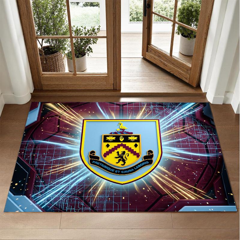 Burnley Football Design Crystal Velvet Rug Soft Decorative Mat for Bedroom Entrance