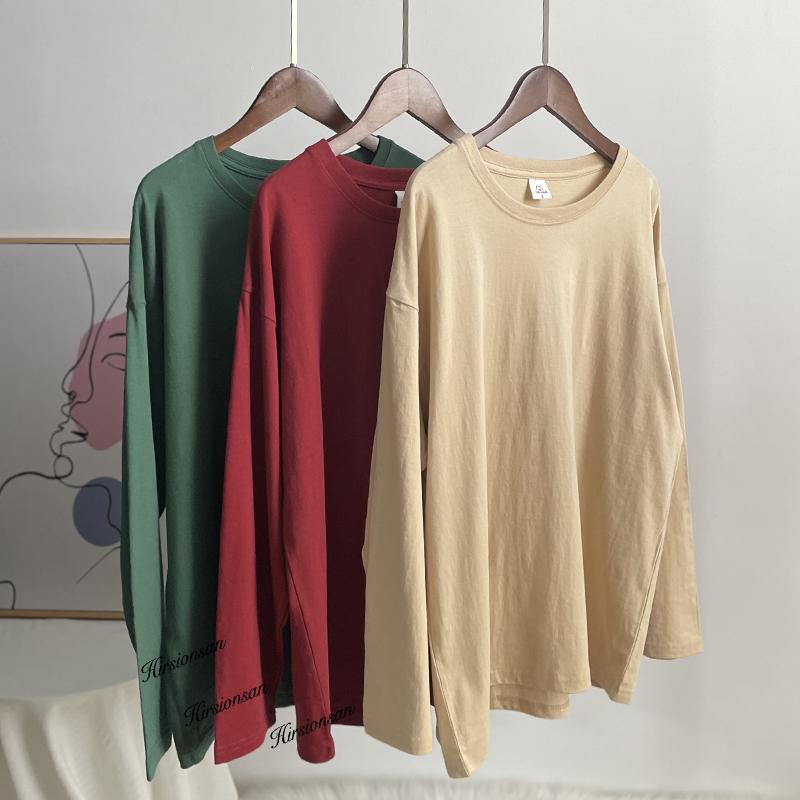 Hirsionsan Basic O-neck 100% Cotton T Shirt Women Loose Oversized Pullover Chic Cusual Tees Female Tops Girl Clothing 16 Colors