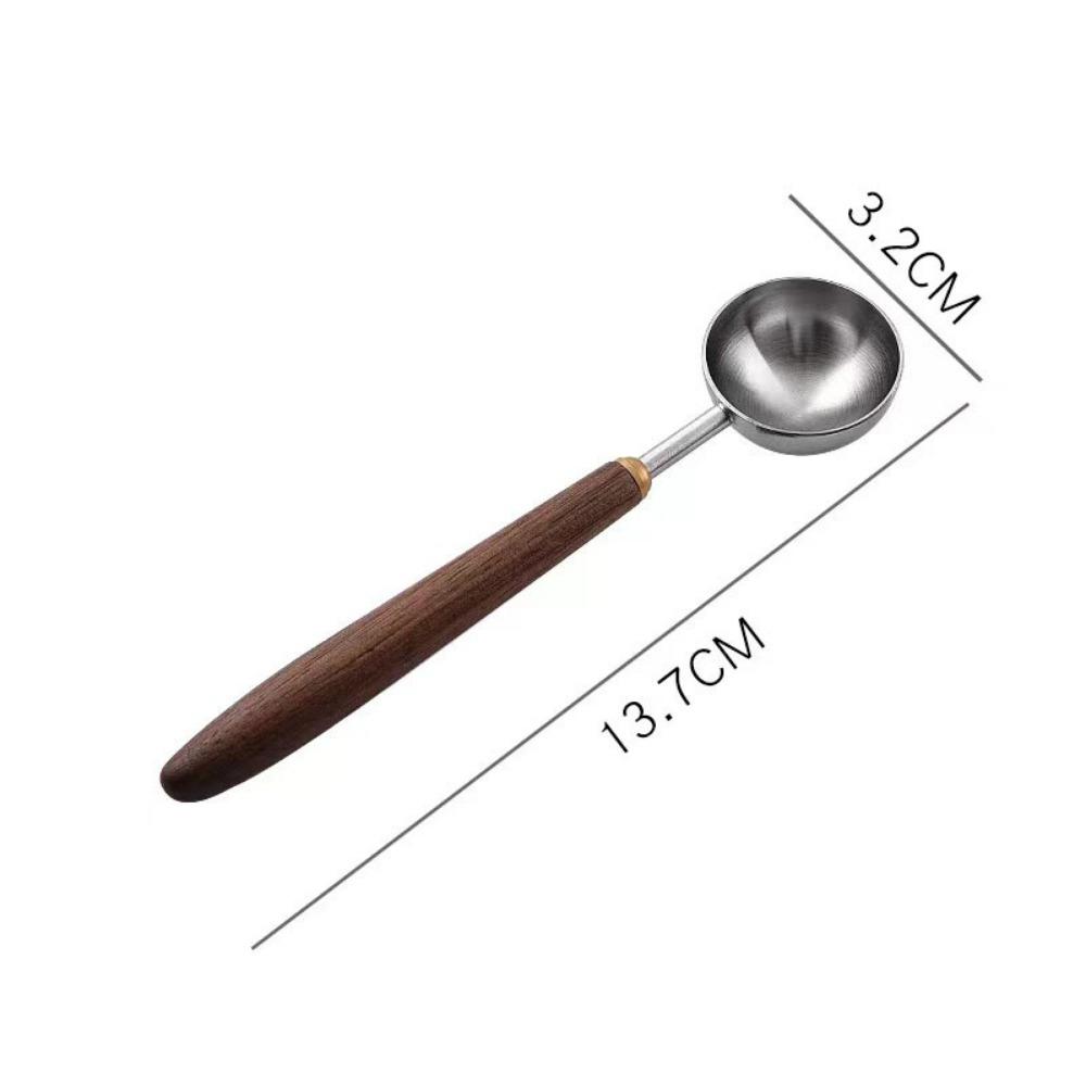 Luxurious Walnut Wood Handle Coffee Scoop - Premium Stainless Steel Long Tablespoon Measuring Spoon for Home & Cafe Decor, Coffee Lovers, and Baristas