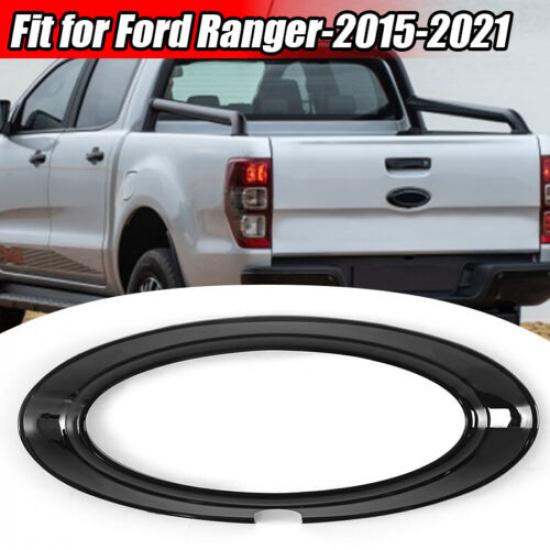 Black Rear Tailgate Logo Badge Frame Ring Cover Trim For Ford Ranger 2015-22