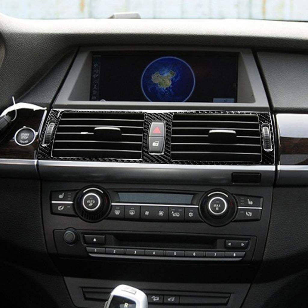 For BMW X5 E70 X6 E71 2007-2014 Accessories Car Air Vent Sticker Center Console AC Decal Carbon Fiber Trim