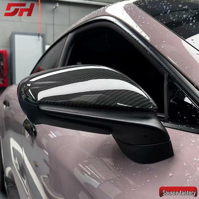 Dry Carbon Fiber Side Mirror Covers for Porsche Taycan 2020-2025, Easy Install