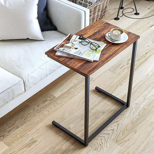 YEARCOLOR Side Table/Nightstand, 55cm Wide X 35cm Deep X 65cm High, U-Shaped Design, Multifunctional, Wood Grain Finish, Compact, Brown, for Bedside U