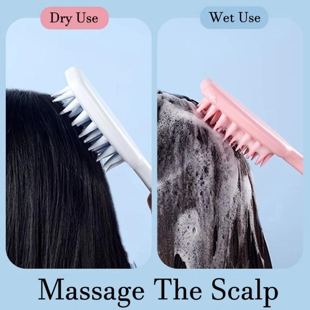 Silikon-Shampoo-Bürste Kopfhautmassagebürste Haarewaschkamm Langer Griff Kopfmassagegerät Bad Peeling Körperbürste Haarpflege