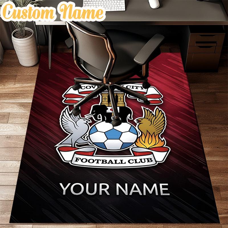 Custom Name Coventry City Crest Design Rug Office Rug Chair Mat Non Slip Carpet Rugs for Bedrooms Dining Room Living Room Home Decor gifts