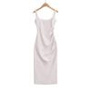 Elegant 2026 French Slim-Fit Backless Midi Dress for Women – Flattering Ruched Waist, Hip-Lifting Style in Mid-Length.
