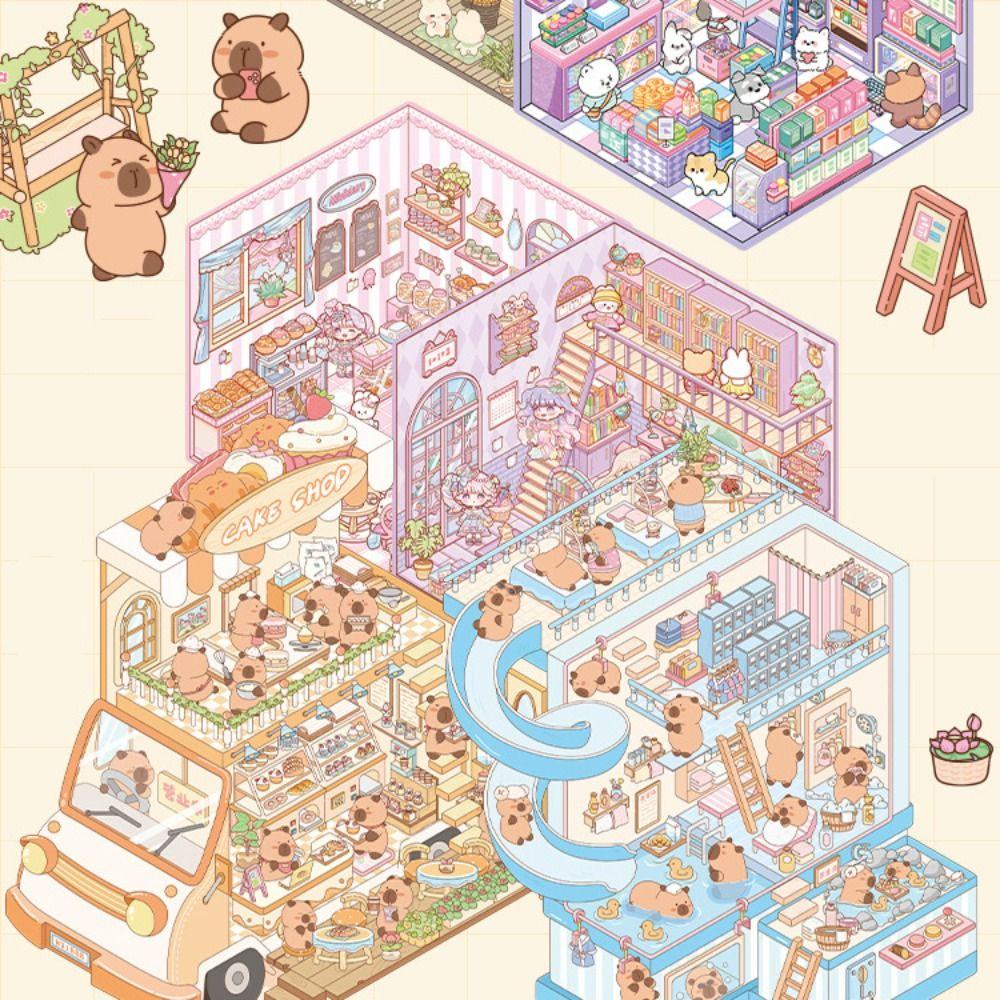 

Капібара 3D наклейки сцени набір мультфільм кабіна сцени декоративні наклейки дитяча іграшка style A