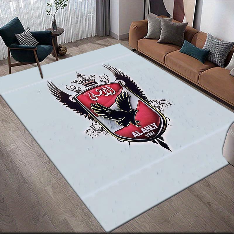Al Ahly Sporting Club2 Flannel Pattern Square Carpet,Area Rug,Carpet Rug for Living Room Bedroom Sofa Playroom Decor,Non-slip Floor Mat