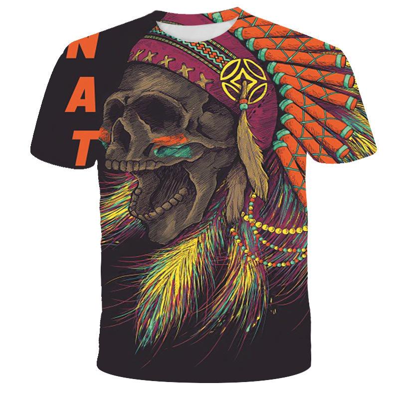 Cool Streetwear Short Sleeve T-Shirt, Skull Flame Graphic, Stylish and Unique