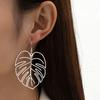Stainless Steel Bohemian Hollow Exaggerated Leaf Dangle Drop Earring for Women Lady Geometric Female Jewelry