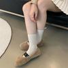 ~ Niche design leather Korean version of flat-soled lamb wool single shoes autumn and winter versatile casual cashmere Doudou shoes