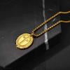 Men's Double-Sided Cross Oval Pendant Necklace In Titanium Stainless Steel, Steel Color, Quanxi Water Design (Model: PN-1808)