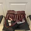Fashion Y2k Studded Shoulder Bag Ruffled Skirt Belt Buckle Design Women Exquisite Versatile Handbag Cool Metallic Crossbody Bag