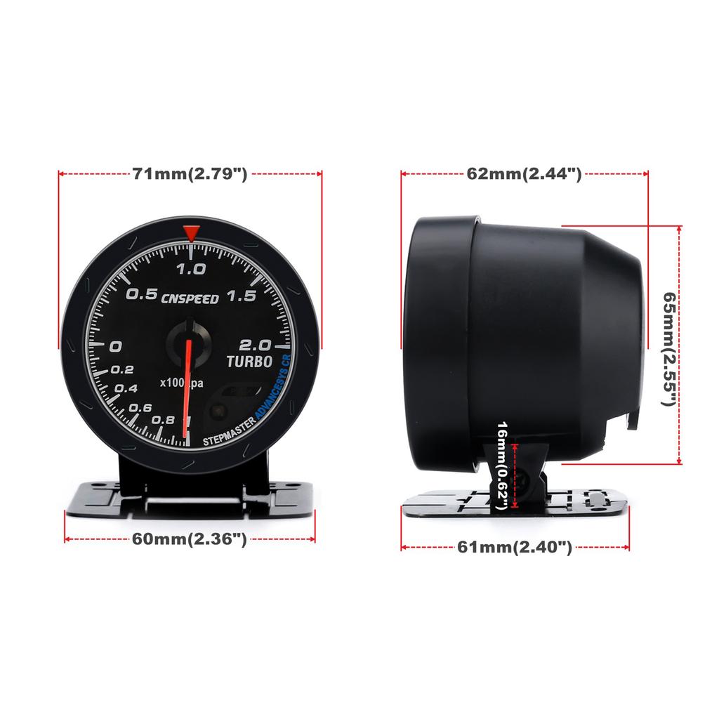 CNSPEED 60MM Car Turbo Boost gauge + Adjustable Turbo Boost Controller Kit 1-30 PSI IN-CABIN Car Gauge Car Meter
