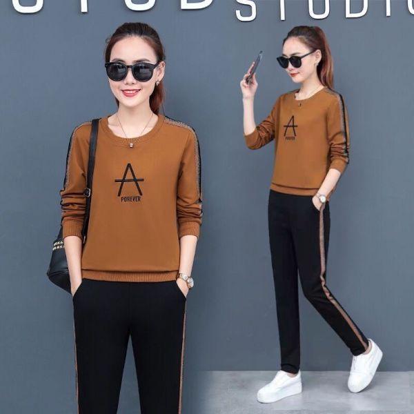 Women's European and American Spring/Autumn Fashion: Long-Sleeve Sweater Two-Piece Casual Sportswear Set
