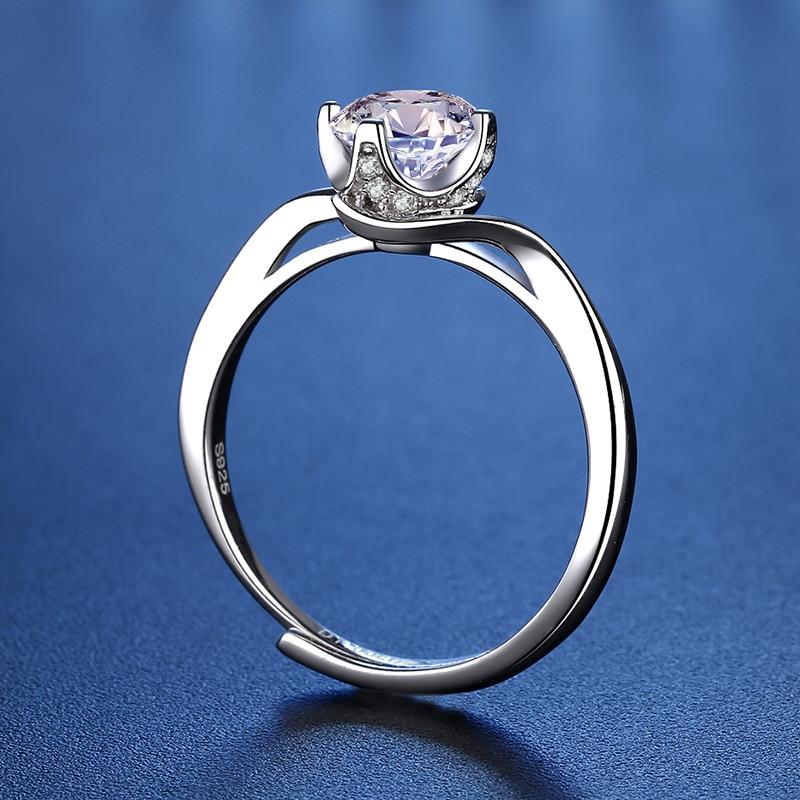 Bague Ringen 1ct VVS Moissanite Jewelry Snubní prsten 925 Sterling Silver pokovený bílým zlatem Čtyři otevřené prsteny Twist Design s drápy