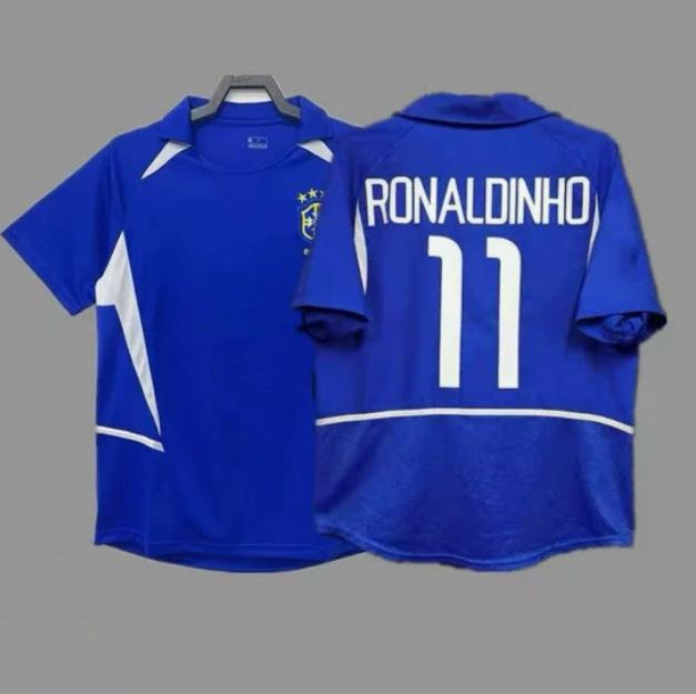 Camiseta de Fútbol Retro de Brasil del Mundial 2002: Carlos #6, Ronaldo #9, #11, y Ropa Ball.