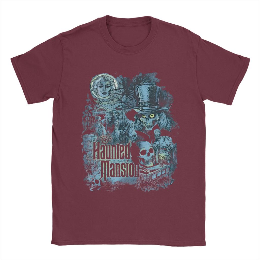 Men's The Haunted Mansion Scary Halloween T Shirt Spooky Season Pure Cotton Clothing Funny Short Sleeve Round Neck Tees T-Shirts