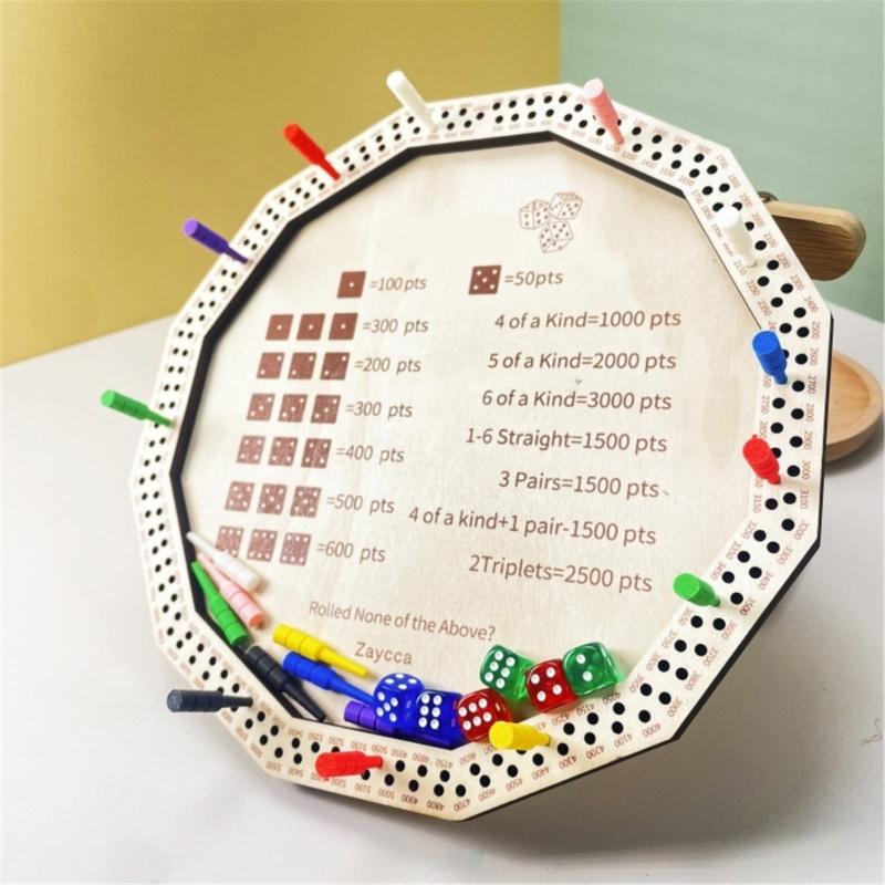 Portable Wooden Board Game Set with Farkle Dices and Dices Tray for Hours of Fun with Friend and Family