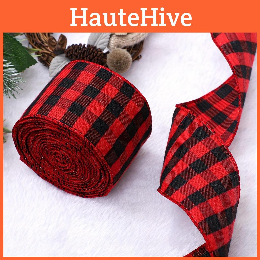 Elegant Red And Black Checkered Ribbon 5 Yards For Christmas Bow And Decorations