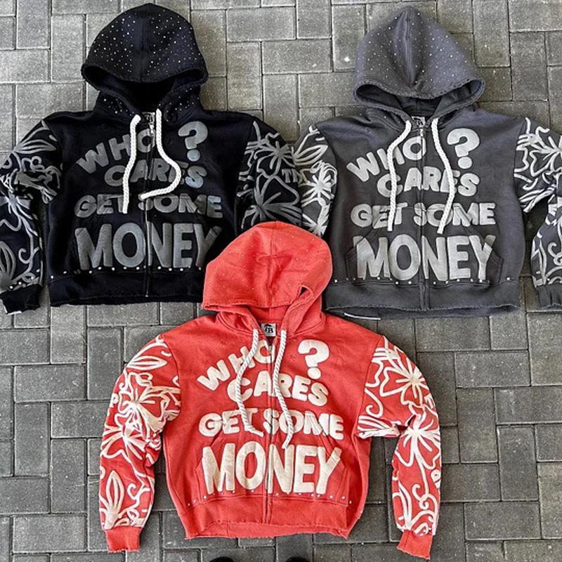 Men Women Hoodies Y2K American Letter Digital 3D Printing Street Trend Y2K Black Hoodie Loose Pullover Sweater