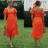 Women's Clothing European American Split Long Dress Fashionable Casual Bubble Sleeve