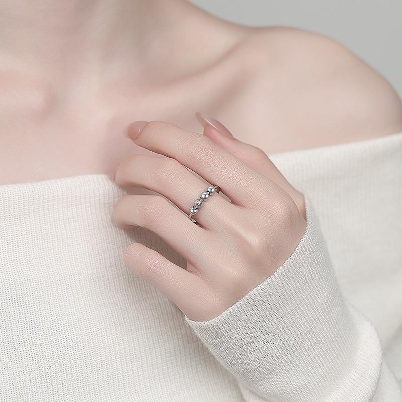 Korean Style Rotating Beaded Anxiety Ring for Women